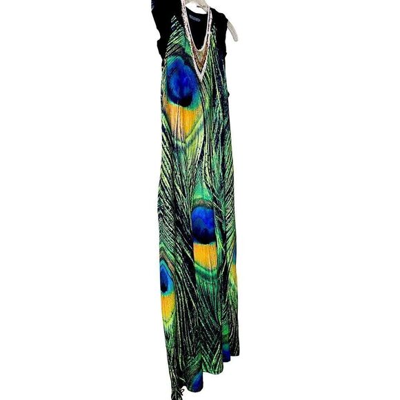 Festival Peacock Silk Jersey Maxi Dress - Picture 15 of 15